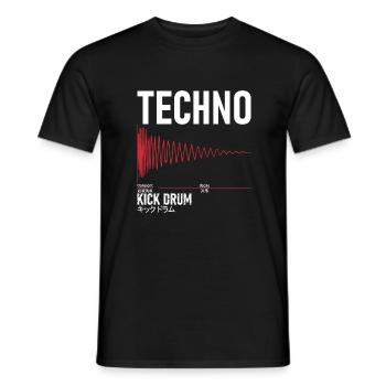 Techno Kick Drum - キックドラム - Männer T-Shirt - Schwarz - Vorne - AI Model Male 178 light (178cm)