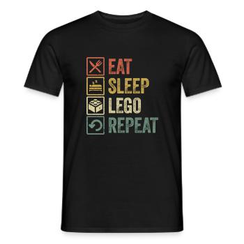 Funny eat sleep repeat retro vintage gift T Shirt - Men's T-Shirt - black - Front - AI Model Male 178 light (178cm)