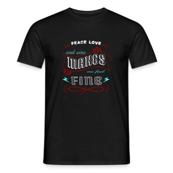 peace sign funny quote 1960s present idea wine - Men's T-Shirt - black - Front - AI Model Male 178 light (178cm)
