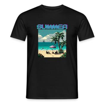 Summer vibes, Summer palms, Retro Summer - Männer T-Shirt - Schwarz - Vorne - AI Model Male 178 light (178cm)