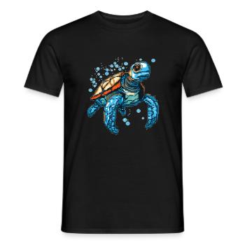 Turtle dans les graphismes de jeu rétro 8 bits - T-shirt homme - noir - Devant - AI Model Male 178 light (178cm)