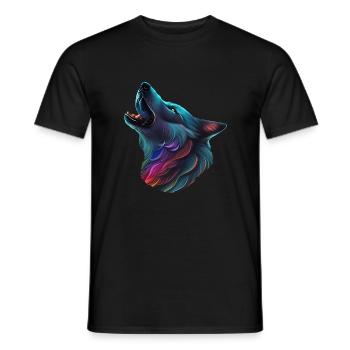 Loup coloré - T-shirt homme - noir - Devant - AI Model Male 178 light (178cm)