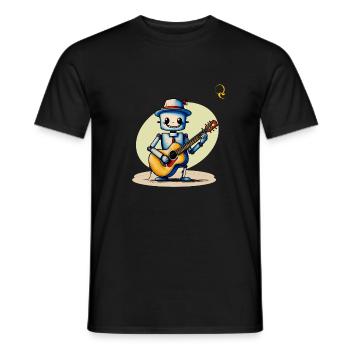 ROBOT WITH GUITAR - Men's T-Shirt - black - Front - AI Model Male 178 light (178cm)