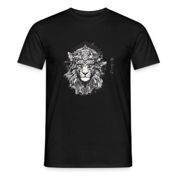 Majestätischer Löwe – Künstlerisches Tribal Design - Männer T-Shirt - Schwarz - Vorne - AI Model Male 178 light (178cm)