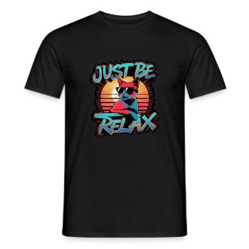 Just Relax Cat - Cute Kitten - Men's T-Shirt - black - Front - AI Model Male 178 light (178cm)
