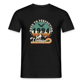 Aged to perfection 1994 Retro -Edition 2025. - Men's T-Shirt - black - Front - AI Model Male 178 light (178cm)