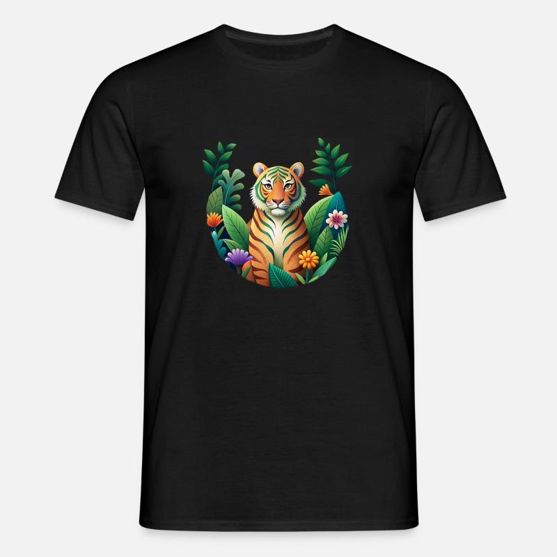 Tiger-Print mit Grain-Effekt - Männer T-Shirt - Schwarz
