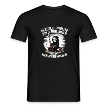 Professionnellement, quelque chose avec les gens – Humour noir - T-shirt homme - noir - Devant - AI Model Male 178 light (178cm)