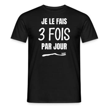 je le fais 3 fois par jour - T-shirt homme - noir - Devant - AI Model Male 178 light (178cm)