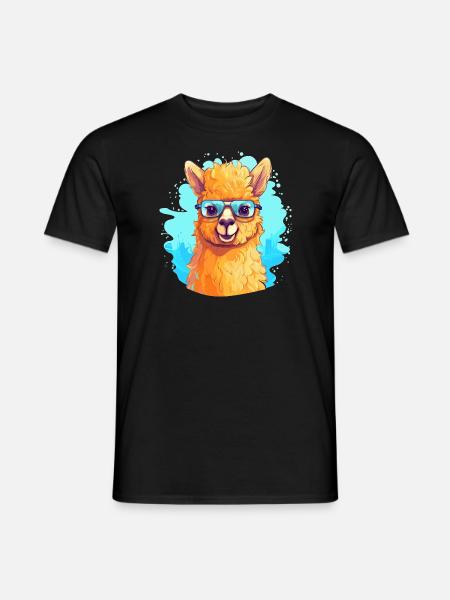 Alpaka Retro - Männer T-Shirt - Schwarz