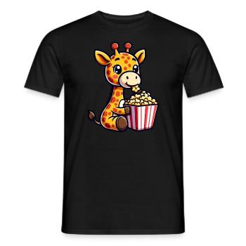 Girafe mignonne avec Popcorn Cinema Carnival Comic - T-shirt homme - noir - Devant - AI Model Male 178 light (178cm)