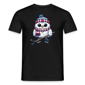 Eule Hockeyspieler Eishockey Cartoon Schneeeule - Männer T-Shirt - Schwarz - Vorne - AI Model Male 178 light (178cm)