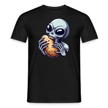 Alien Bites Potato Alien Science Ficti - Men's T-Shirt - black - Front - AI Model Male 178 light (178cm)