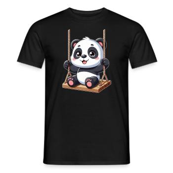 Panda auf Schaukel Spielplatz Spaß - Männer T-Shirt - Schwarz - Vorne - AI Model Male 178 light (178cm)