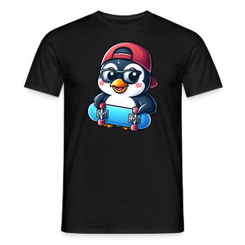 Funny Penguin Skateboard Comic Cartoon Skate - Men's T-Shirt - black - Front - AI Model Male 178 light (178cm)