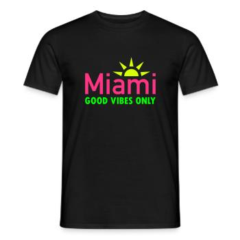 Miami, good vibes only (Sonne, Sonnenstrahlen) - Männer T-Shirt - Schwarz - Vorne - AI Model Male 178 light (178cm)