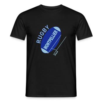 rugby montpellier - T-shirt homme - noir - Devant - AI Model Male 178 light (178cm)