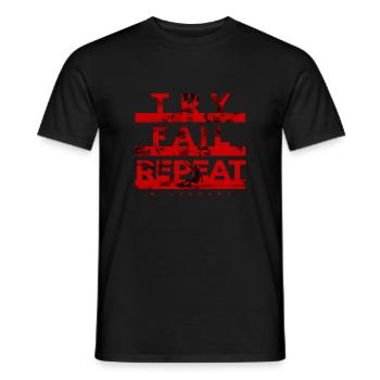 Try, Fail, Repeat. Wakeboard Wakeskate Water Sports - Men's T-Shirt - black - Front - AI Model Male 178 light (178cm)