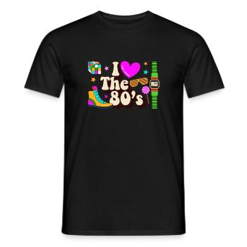 80s Retro Vintage Costume Carnival 80's - Men's T-Shirt - black - Front - AI Model Male 178 light (178cm)