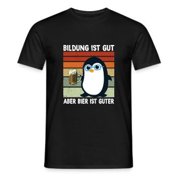 Bildung Ist Gut Aber Bier Ist Guter -Bier Lustig - Männer T-Shirt - Schwarz - Vorne - AI Model Male 178 light (178cm)