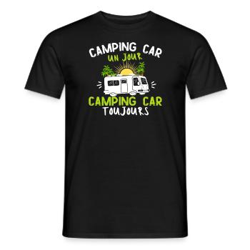 Humour camping car -toujours- Cadeau marrant - T-shirt homme - noir - Devant - AI Model Male 178 light (178cm)