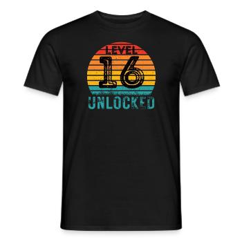 16 ans - 16e anniversaire Niveau 16 Conception complète - T-shirt homme - noir - Devant - AI Model Male 178 light (178cm)