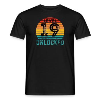 19 ans - 19e anniversaire Niveau 19 Conception complète - T-shirt homme - noir - Devant - AI Model Male 178 light (178cm)