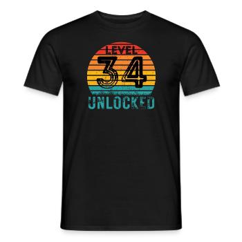 34 ans - 34e anniversaire Niveau 34 Conception complète - T-shirt homme - noir - Devant - AI Model Male 178 light (178cm)