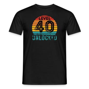 40 ans - 40e anniversaire Niveau 40 Design complet - T-shirt homme - noir - Devant - AI Model Male 178 light (178cm)