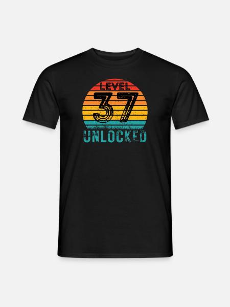 37 Jahre - 37. Geburtstag Level 37 Complete Design - Männer T-Shirt - Schwarz