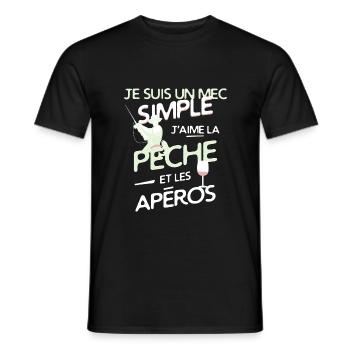Pêche - un mec simple - T-shirt homme - noir - Devant - AI Model Male 178 light (178cm)