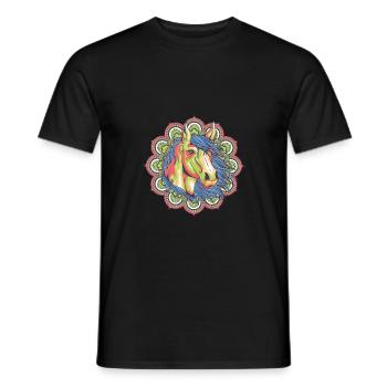 Mandala Horsehead - Men's T-Shirt - black - Front - AI Model Male 178 light (178cm)
