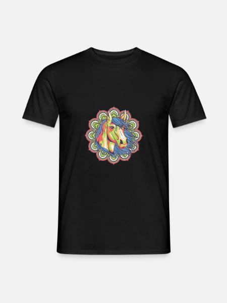 Mandala Pferdekopf - Männer T-Shirt - Schwarz
