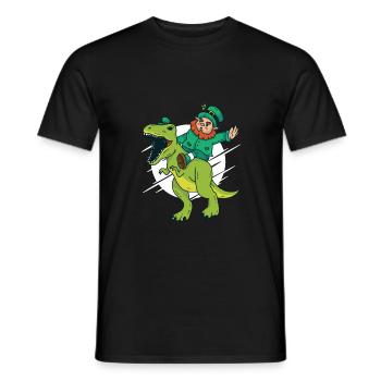 Zwerg reitet Dino - Männer T-Shirt - Schwarz - Vorne - AI Model Male 178 light (178cm)