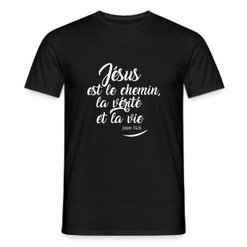 Jésus est le chemin, la vérité et la vie - T-shirt homme - noir - Devant - AI Model Male 178 light (178cm)