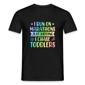 I Run Marathons Just Kidding I Chase Toddlers Baby - Männer T-Shirt - Schwarz - Vorne - AI Model Male 178 light (178cm)