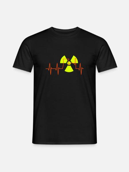 EKG, Atomkraftwerk und Strahlenwarnzeichen - Männer T-Shirt - Schwarz