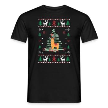 Weihnachten Lama hässlicher Pullover lustige Tiere - Männer T-Shirt - Schwarz - Vorne - AI Model Male 178 light (178cm)