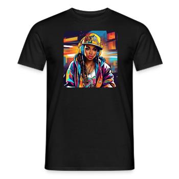 Cool Girl avec des écouteurs Graffiti Hip Hop Music - T-shirt homme - noir - Devant - AI Model Male 178 light (178cm)