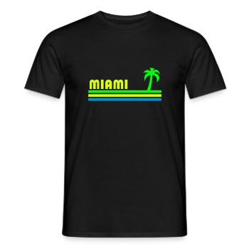 Miami (trois bars, palmier) - T-shirt homme - noir - Devant - AI Model Male 178 light (178cm)