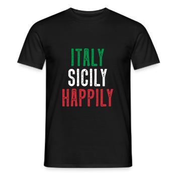 Italy Sicily Happy - Men's T-Shirt - black - Front - AI Model Male 178 light (178cm)