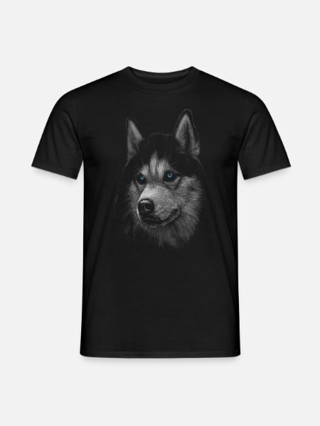 Wolf with blue eyes - Men's T-Shirt - black