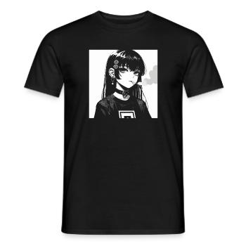 Japan Girl Anime Manga Waifu - Men's T-Shirt - black - Front - AI Model Male 178 light (178cm)