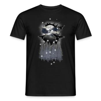 Halloween Forest Crows Ravens Mystical Moon - Men's T-Shirt - black - Front - AI Model Male 178 light (178cm)