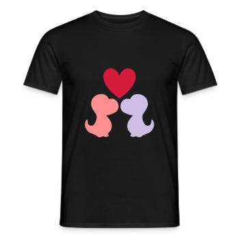 Deux bébés dinosaures et un cœur - T-shirt homme - noir - Devant - AI Model Male 178 light (178cm)