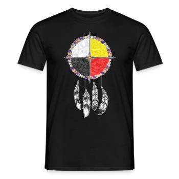 Native Americans Medicine Wheel Dreamcatcher 1 - Männer T-Shirt - Schwarz - Vorne - AI Model Male 178 light (178cm)
