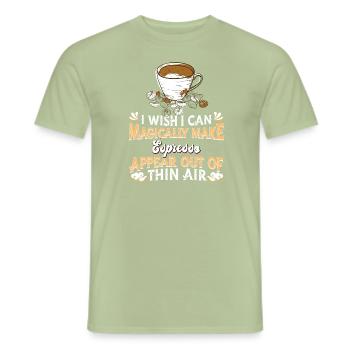 Café expresso - T-shirt homme - vert sauge - Devant - AI Model Male 178 light (178cm)