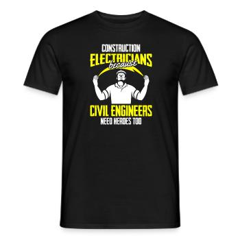 Électricien Ingénieur électricien Technicien en électronique - T-shirt homme - noir - Devant - AI Model Male 178 light (178cm)