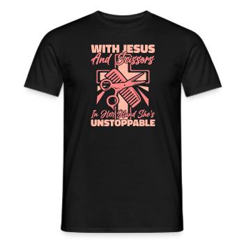 Hairdresser Hairstylist Jesus - Men's T-Shirt - black - Front - AI Model Male 178 light (178cm)