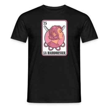 Hairdresser Hairstylist Card - Men's T-Shirt - black - Front - AI Model Male 178 light (178cm)